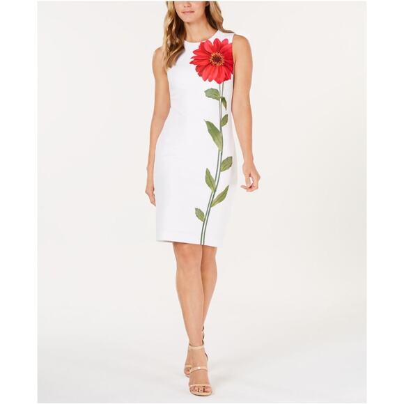 Calvin Klein Single Flower Sheath Dress Women's 4 NWT Corpcore Preppy Modest - Picture 1 of 10